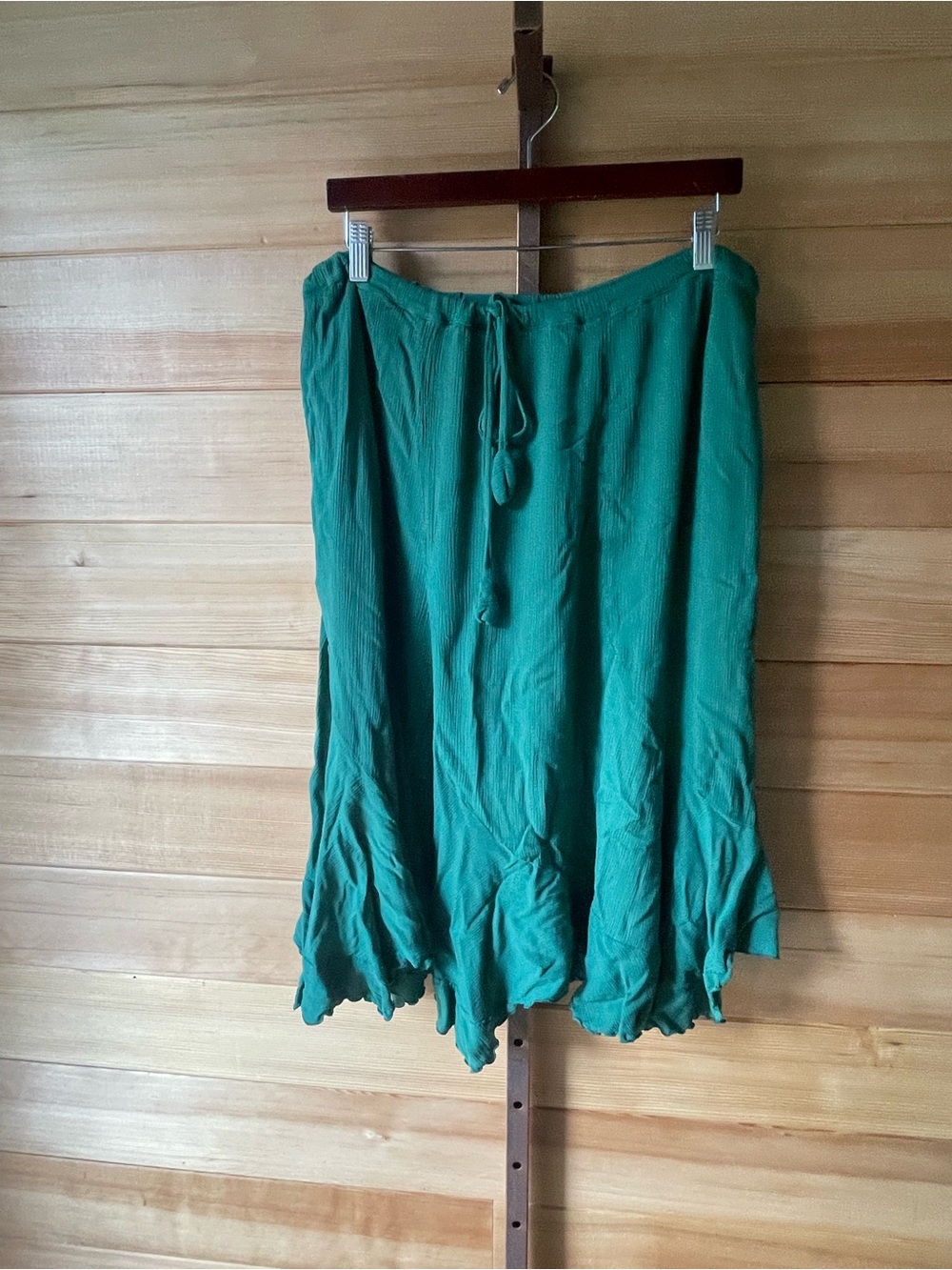 Spirit of Oregon Green Flowing Rayon Skirt with Drawstring Waist XXL